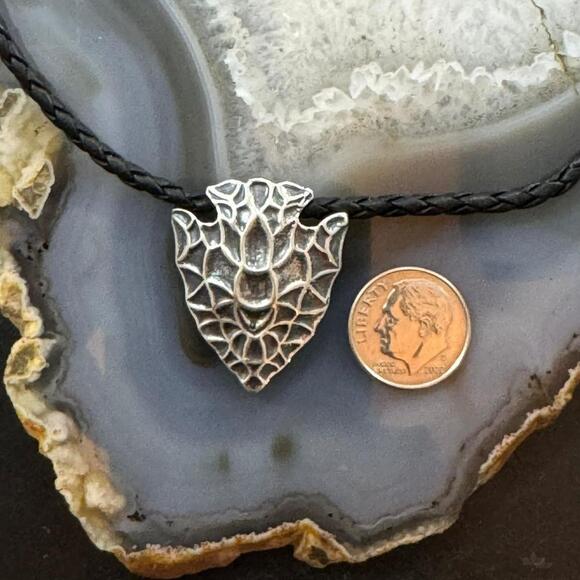 Carolyn Pollack Sterling Arrowhead Pendant with Black Braided Leather Necklace - Picture 8 of 10